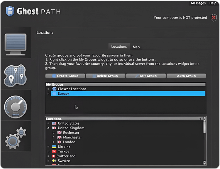 Приложение Ghost Path VPN на Macbook